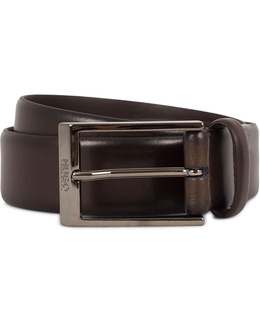 hugo c-gamal 3,5cm leather belt dark brown 2gx6t